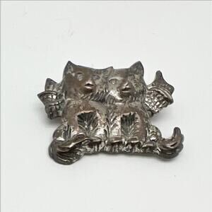Vintage Beau Sterling Silver Two Cats Kittens Brooch Pin